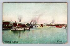 Portland OR-Oregon, Portland Harbor, Steamers, Sailboat Vintage Postcard picture
