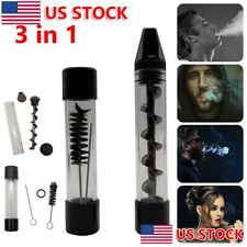 3 in 1 Twisty Glass Blunt Smoking Mini Pipe Upgrad Metal Tip With Cleaning Brush picture