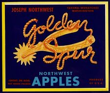 Golden Spur Brand Apple Crate Label - Yakima-Wenatchee picture