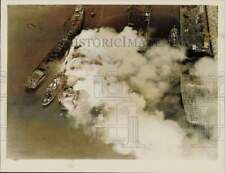 1937 Press Photo Oil barge on fire in Bayonne, New Jersey - nei61990 picture