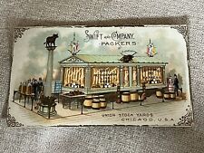 Antique Columbian Exposition 1893 Worlds Fair Swift & Co Meat Folded Trade Card picture