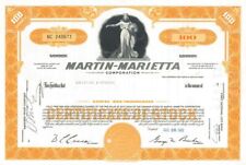 Martin Marietta Corporation - 1960's-70's dated Aviation Stock Certificate - Has picture