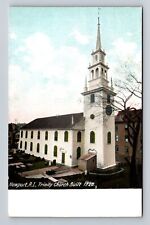 Newport RI-Rhode Island, Scenic View Trinity Church, Antique Vintage Postcard picture