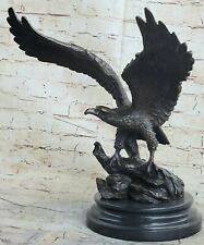 Large Solid Cast Bronze American Eagle Sculpture on Marble Base Figurine Deal picture