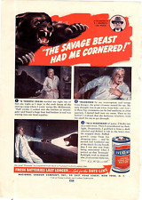 1942 Print Ad Eveready Battery The Savage Beast Had Me Cornered Bear Flashlight picture