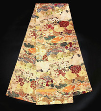 Japanese Kimono, SILK , Antique Maru OBI, Cranes, Gld thread,Foil, L12'5