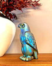 Zsolnay Eosin Falcon Figurine - Rare, Beautiful Iridescent Blue Hues picture