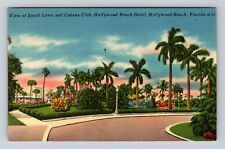 Hollywood Beach FL-Florida, Hollywood Beach Hotel, Lawn, Vintage c1954 Postcard picture