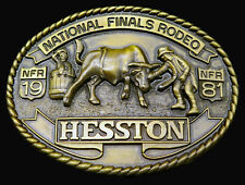 1981 Hesston Rodeo Clown Bull Western Cowboy NFR Vintage Belt Buckle picture