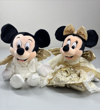 Vtg Walt Disney World Angels Mickey Minnie Mouse Beanbag Plush Holiday Stuffies picture