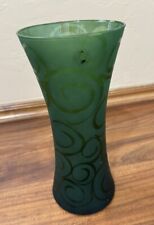 Vintage Emerald Green Glass Vase Hand Blow Made In Mexico picture