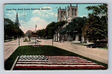 Milwaukee WI-Wisconsin, Floral Flag, Grand Avenue Blvd, Vintage c1919 Postcard picture