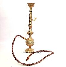 Handmade Pure Brass Leaf and Embossed Designed Hookah Height 22 Inch Or 55 CM picture