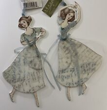 Seasons of Cannon Falls Ornaments  Set of 2 Porcelain Ballerina Christmas Tree  picture