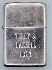 Vintage 1966 USN Personalized Terry S Lazzell High Polish Chrome Zippo Lighter picture