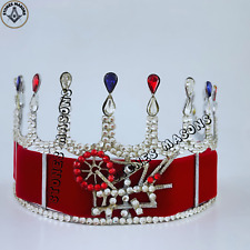 HOJ Crown, Masonic Heroines Of Jericho Crown in Silver Tone red ribbon Free case picture