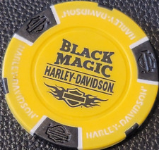 BLACK MAGIC HD ~ NORTH DAKOTA (Yellow/Blk) ~Harley Davidson Poker Chip (CLOSED) picture