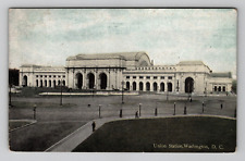 Postcard Early 1900s Train Union Station Aerial View Washington DC picture