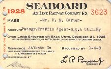 1928 SEABOARD AIR LINE RALEIGH CHESTERFIELD TAVARES RAILROAD RR RY RAILWAY PASS picture