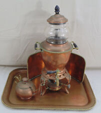 Antique S. Sternau & Co Copper & Brass Coffee Percolator Pot Set Samovar w/Tray picture