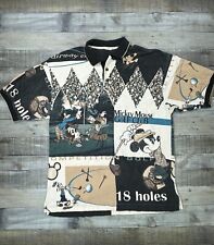 Disney Polo Shirt Mens Large Black Golf Mickey Mouse Goofy Casual Pullover Top picture