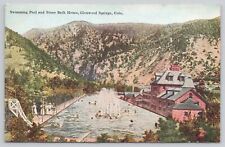 Postcard Swimming Pool Stone Bath House Glenwood Springs Colorado ca.1910 picture