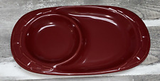 Longaberger Pottery Woven Traditions Oval Snack Soup Tray Plate Paprika Red picture