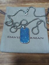 David yurman Sterling Silver 35mm Streamline Dog Tag With Blue Sapphires 22 inch picture