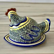 NEW Boleslawiec Polish Pottery Stoneware LARGE HEN Covered PLATTER Hand Painted picture