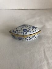 Blue Floral Hinged Ceramic Pill Box picture
