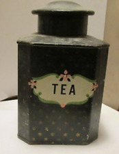 vintage antique tin tea container old type tin lid  6