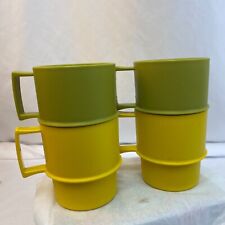 Set Of 4 Vintage Tupperware Stackable Mugs/Cups #1312 Harvest Colors - VERY NICE picture