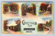 Anderson IN-Indiana, Scenic Greetings, Antique Souvenir Antique Vintage Postcard picture
