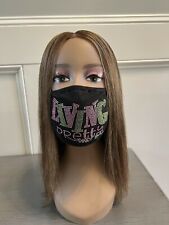 AKA Living Pretty Since 1908 Rhinestone Bling Face Mask Pink picture