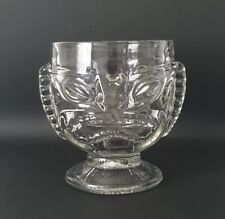 Vintage Tiki Hawaiian 2 Sided Clear Happy Sad Face Mai Tai Glass Mug Cup -Heavy picture