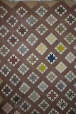 antique early patchwork star quilt 72x88 in rough cutter 1830 fabric original  picture
