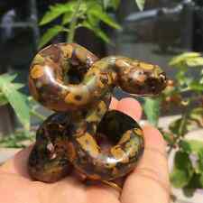 2'' Natural green stone crystal hand carved snake Quartz reiki healing 1pc picture