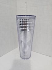 Starbucks Holiday 2023 Silver Grid Plastic Cold Cup Tumbler (Venti- 24 oz) UP picture