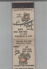 1930s Matchbook Cover Crown Match Co College Inn Cafe Marshfield, OR picture