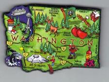 WASHINGTON ARTWOOD STATE MAP MAGNET   OLYMPIA SEATTLE TACOMA SPOKANE VANCOUVER picture
