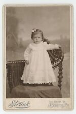 Antique c1890s Cabinet Adorable Little Girl Standing on Chair Card Reading, PA picture