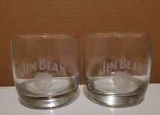 JIM BEAM Kentucky Straight Bourbon (SET OF 2) Whiskey Glasses w/ Round Base 8oz picture