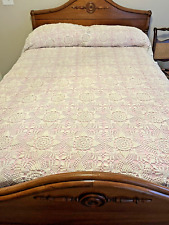 Antique Handmade VTG 50’s Style Crocheted Bed Spread Coverlet Star Floral Design picture