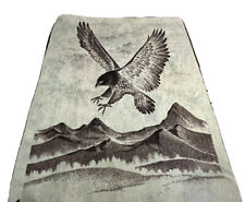 vtg Siena Cobertores eagle print acrylic reversible blanket 83 56 made in Mexico picture