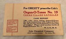 1924 PRESCRIPTION MEDICINE ADVERTISING POSTCARD ORGAN-O-TONES No 19 COLE CHEM picture