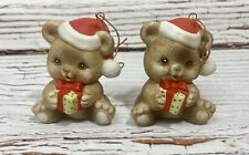 Vintage RUSS Ceramic Santa Teddy Bear Ornaments  Made In Sri Lanka picture
