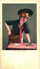 1903 Armed Woman & A BUNCO GAME Dice Gambling Postcard picture