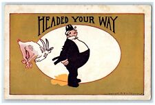 1907 Headed Your Way Goat Man Wearing Suit Forest City Iowa IA Vintage Postcard picture