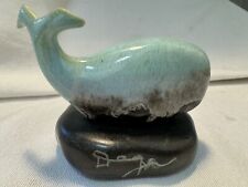 Maigon Daga Studios Art Pottery Small Whale Vintage Signed Statue Figurine picture