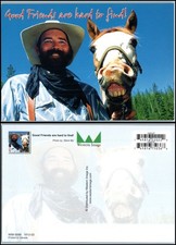 Cowboy and smiling horse humor postcard Good friends are hard to find Steve Bly picture